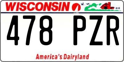 WI license plate 478PZR