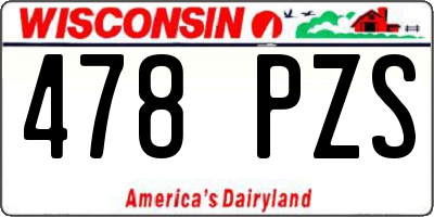 WI license plate 478PZS