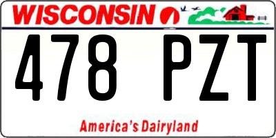 WI license plate 478PZT