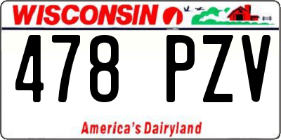 WI license plate 478PZV