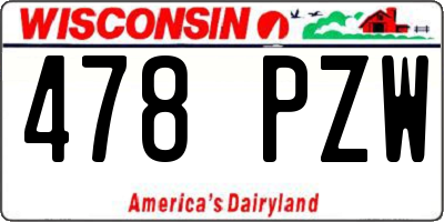 WI license plate 478PZW