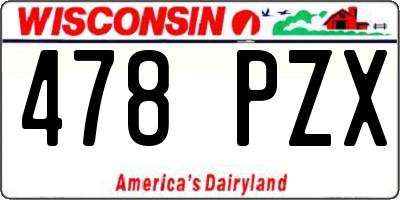 WI license plate 478PZX