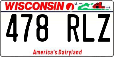 WI license plate 478RLZ