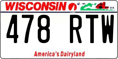 WI license plate 478RTW