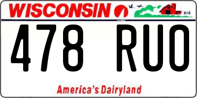 WI license plate 478RUO