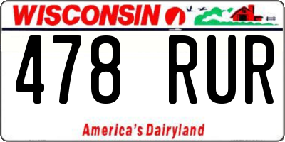 WI license plate 478RUR