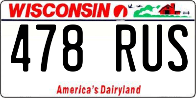 WI license plate 478RUS