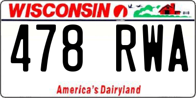 WI license plate 478RWA