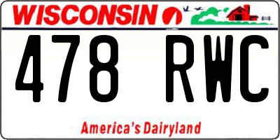 WI license plate 478RWC