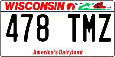 WI license plate 478TMZ