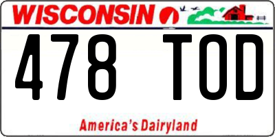 WI license plate 478TOD