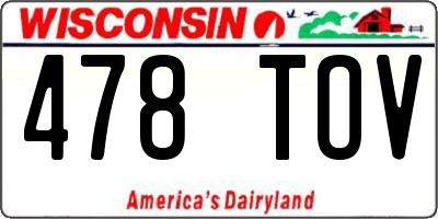 WI license plate 478TOV