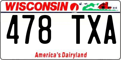 WI license plate 478TXA