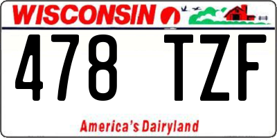 WI license plate 478TZF