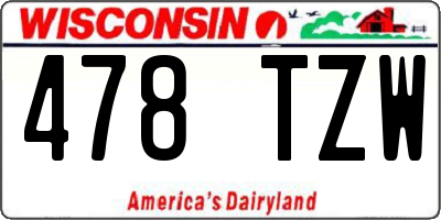 WI license plate 478TZW