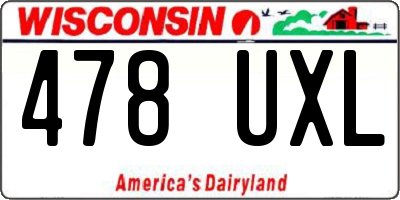 WI license plate 478UXL