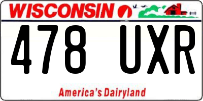 WI license plate 478UXR