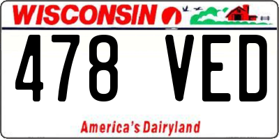 WI license plate 478VED