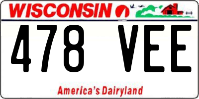 WI license plate 478VEE