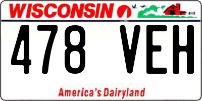 WI license plate 478VEH