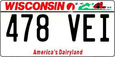 WI license plate 478VEI
