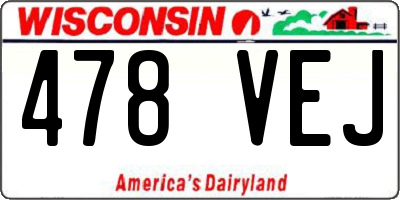 WI license plate 478VEJ
