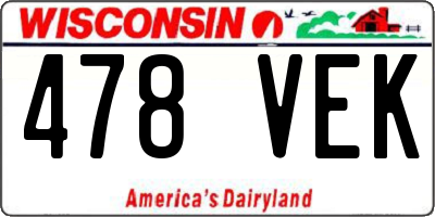 WI license plate 478VEK