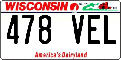 WI license plate 478VEL