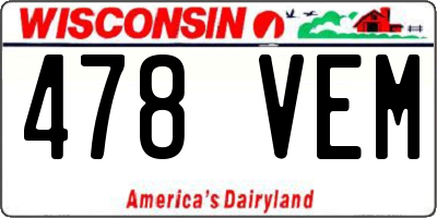 WI license plate 478VEM