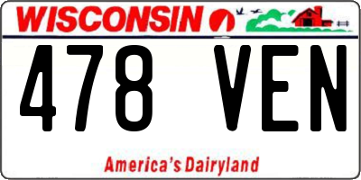 WI license plate 478VEN