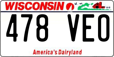 WI license plate 478VEO