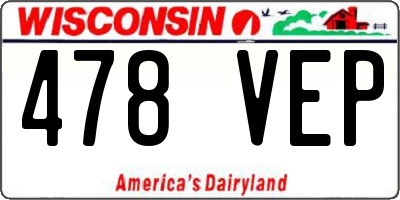 WI license plate 478VEP