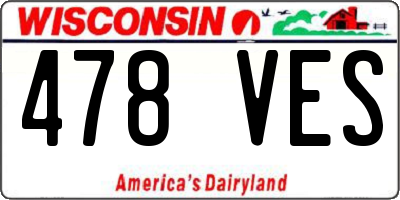 WI license plate 478VES