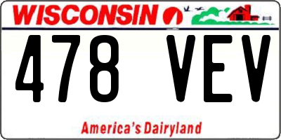 WI license plate 478VEV