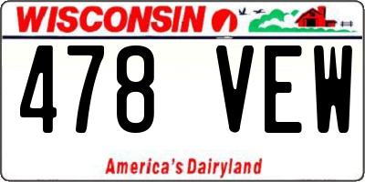WI license plate 478VEW