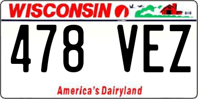 WI license plate 478VEZ