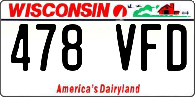 WI license plate 478VFD