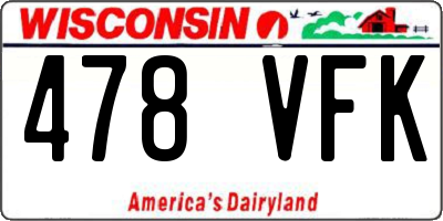 WI license plate 478VFK