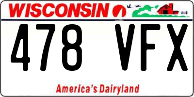 WI license plate 478VFX