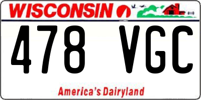 WI license plate 478VGC