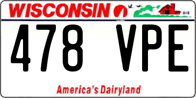 WI license plate 478VPE