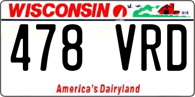 WI license plate 478VRD