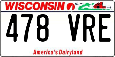 WI license plate 478VRE
