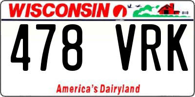 WI license plate 478VRK