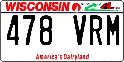 WI license plate 478VRM