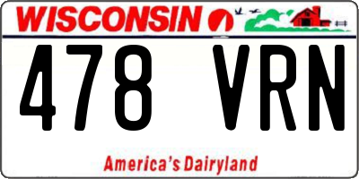 WI license plate 478VRN