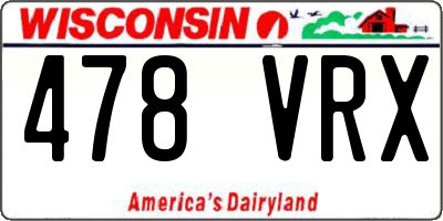WI license plate 478VRX