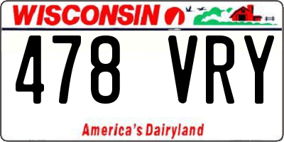 WI license plate 478VRY