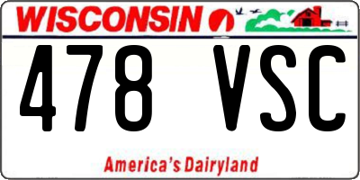 WI license plate 478VSC