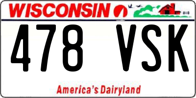 WI license plate 478VSK